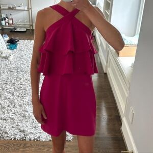 Amanda Uprichard Tiered Ruffle Halter Dress, Size S